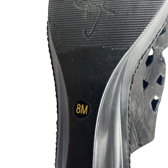 B Makowsky Womens BFSolly Wedge Sandal Black Leather Size 8M - Picture 10 of 10